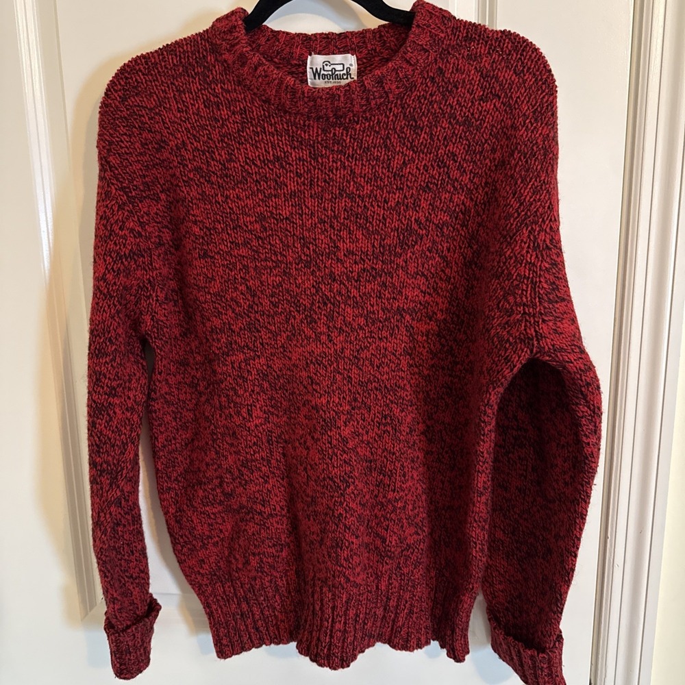 Vintage Men's Red & Black Woolrich Sweater 85% Wool Preppy Outdoors‎ Large